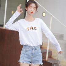 白色長袖t恤女純棉2021年新款春季秋裝寬松百搭內搭打底衫上衣潮