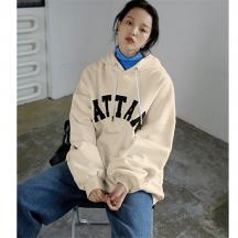 春秋新款復古上衣美式棉套頭字母寬松長袖連帽女式衛衣休閑外套