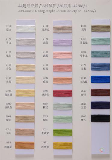 40亞麻 36長絨棉 20尼龍 42NM/1