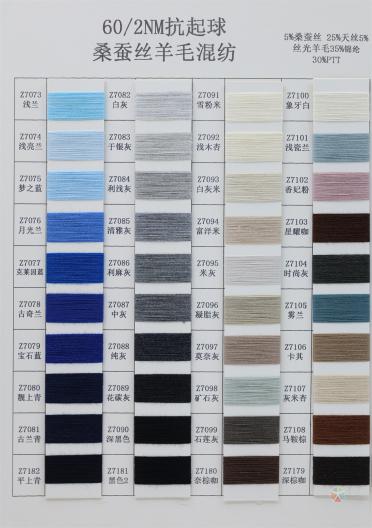 60/2NM 抗起球桑蠶絲羊毛混紡