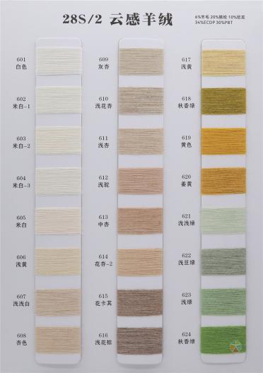 28S/2 6%wool 20%acrylic 10%nylon 34%ECDP 30%PBT