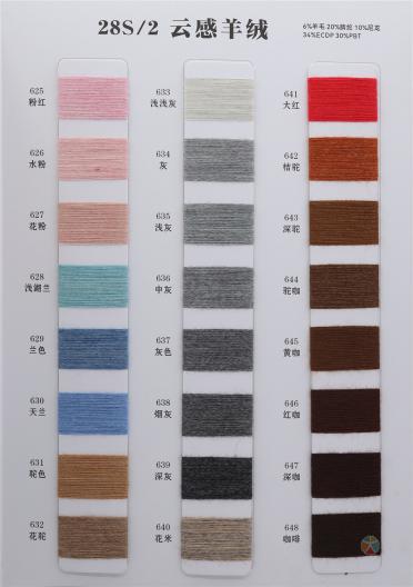 28S/2 6%wool 20%acrylic 10%nylon 34%ECDP 30%PBT