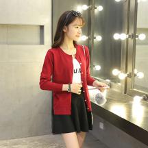 韓版女裝長袖圓領短款外搭薄款開衫