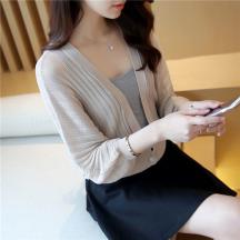 大V領淑女長袖針織外套