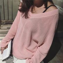 v領垂感寬松蝙蝠袖針織衫