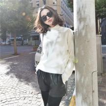 新款百搭高領保暖套頭針織毛衣女