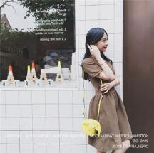 韓國氣質立體壓花條紋藍色收腰修身顯瘦短袖針織連衣裙蓬蓬裙