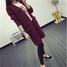 長袖開衫中長款修身女士毛衣外套