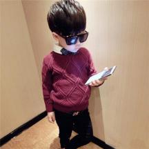 中小童韓版男童套頭圓領長袖童毛衣