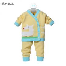 男女童秋款毛衣嬰幼兒童針織衫斜開扣紗線衣和服套裝